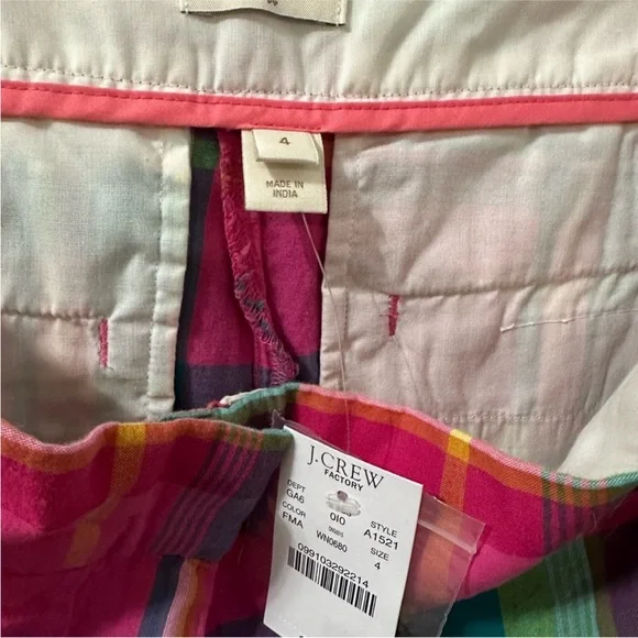 NWT J Crew Plaid Cotton Shorts - Picture 4 of 5